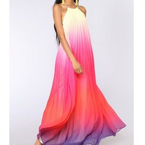 Multicolor Sunset Ombré Dress, Size XS